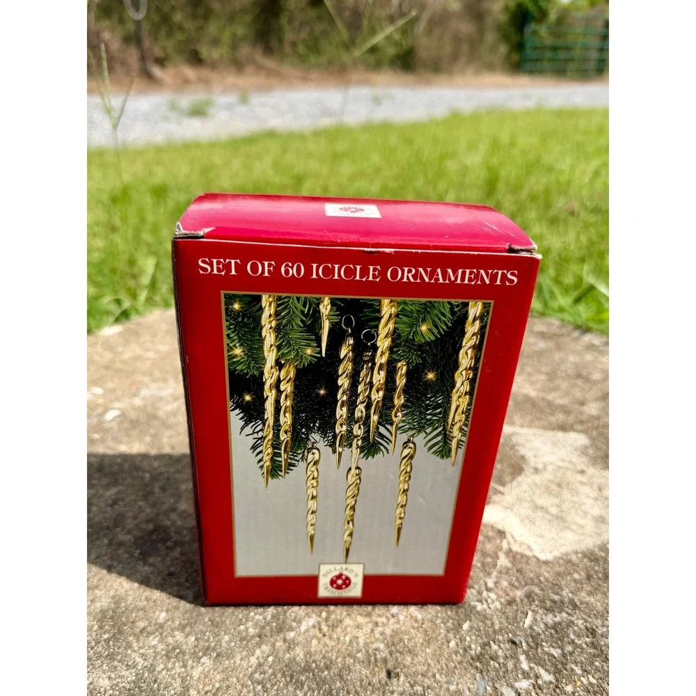 Vintage Dillards Trimmings Set of 60 Gold Icicle Christmas Ornaments Twisted